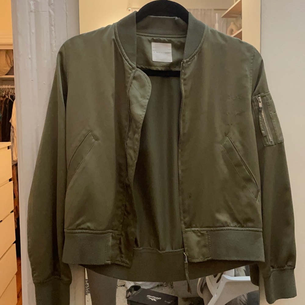 Silky khaki bomber